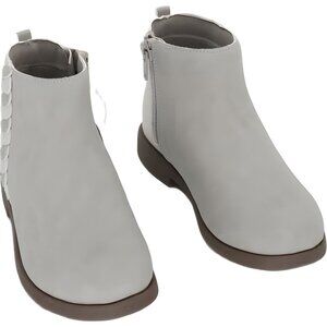 Stride Rite Girls' White Leather Chelsea Boots with Brown Soles